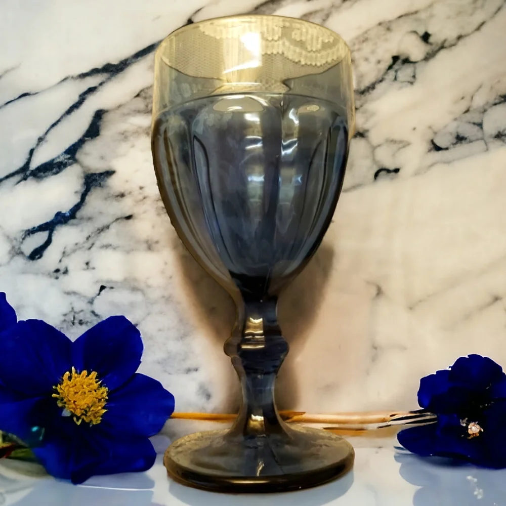 Vtg 60's Smoke Blue Glass Gibraltar Water Glass